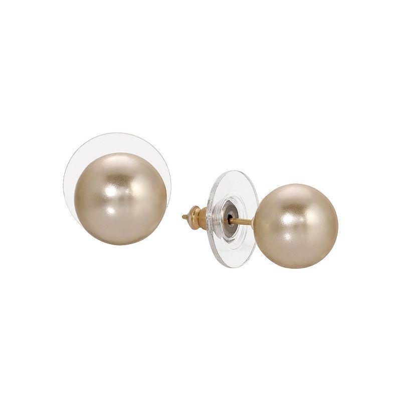 1928 Faux Peach Pearl Stud Earrings, Womens, White Product Image