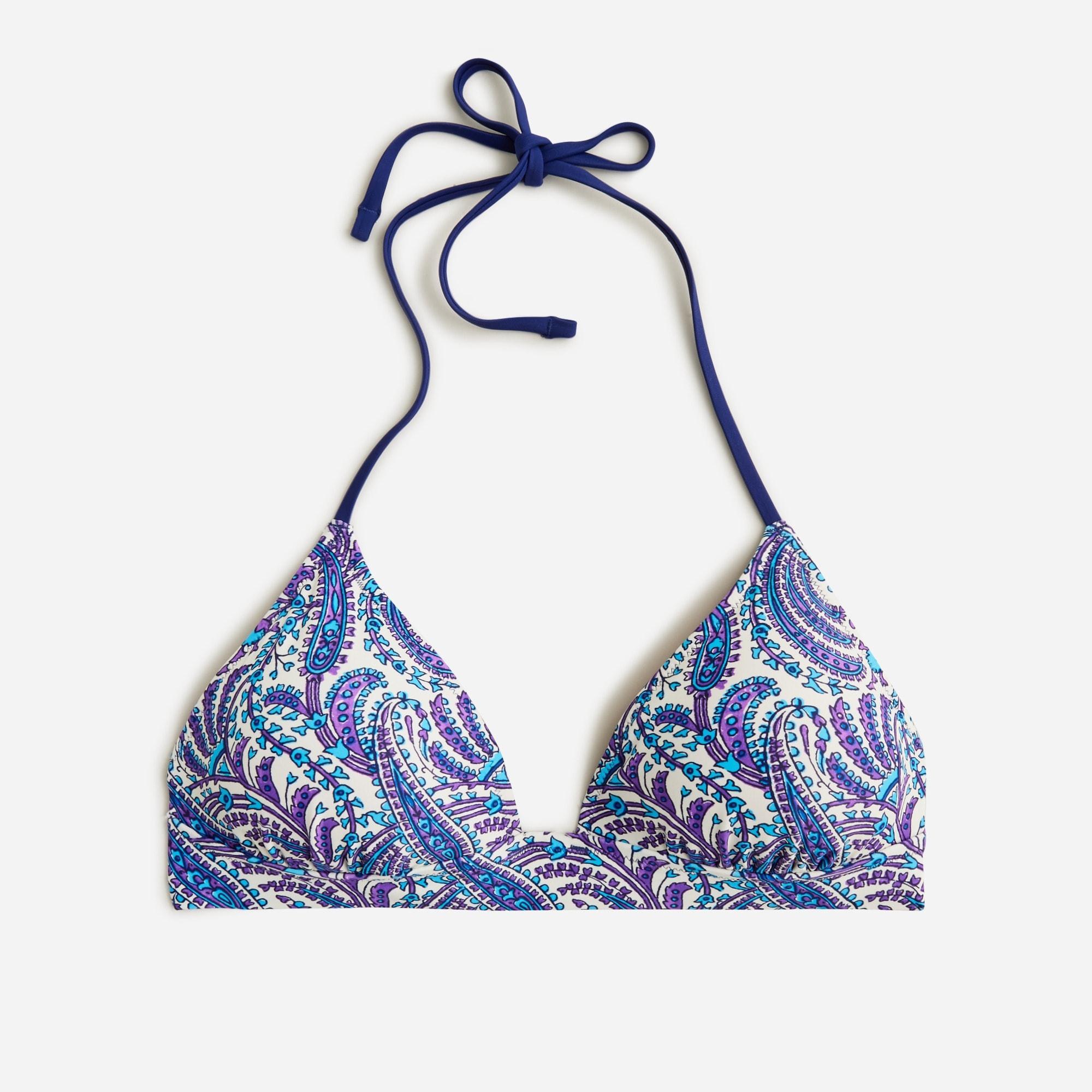 Plunge bikini top in purple paisley Product Image