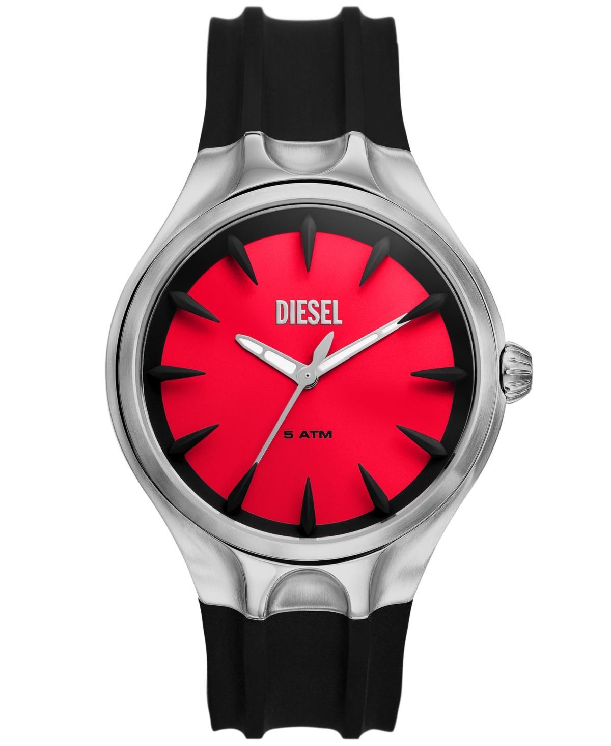 Diesel Mens Streamline Three Hand Black Silicone Watch 44mm Product Image