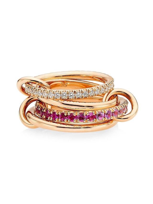 Womens Saks Ombr Exclusive 18K Rose Gold, 1.85 TCW Diamond & Pink Sapphire Linked Rings Product Image