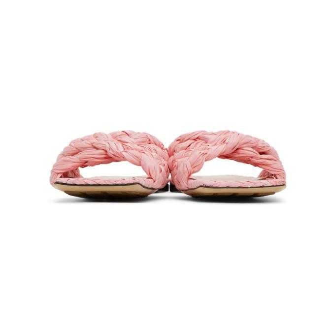 BOTTEGA VENETA Flat Sandals With Woven Raffia Band In Pink Product Image