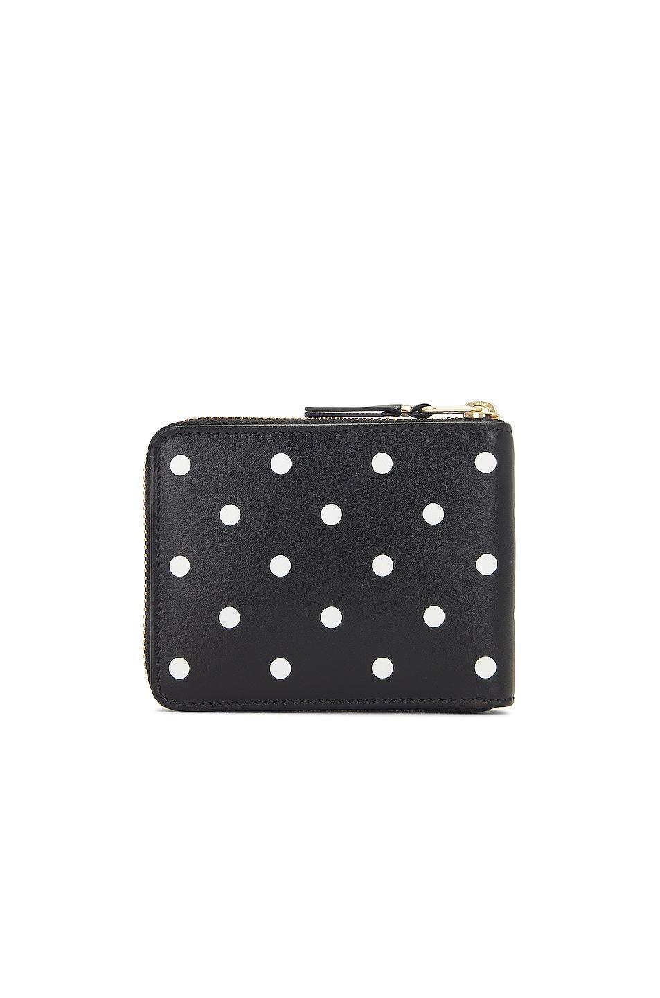 COMME des GARCONS Dots Printed Leather Zip Wallet Black.. Product Image