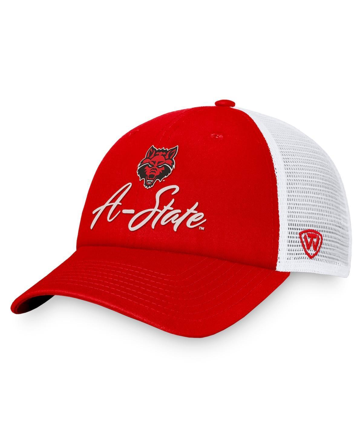 Womens Top of the World Scarlet/White Arkansas State Red Wolves Charm Trucker Adjustable Hat Product Image