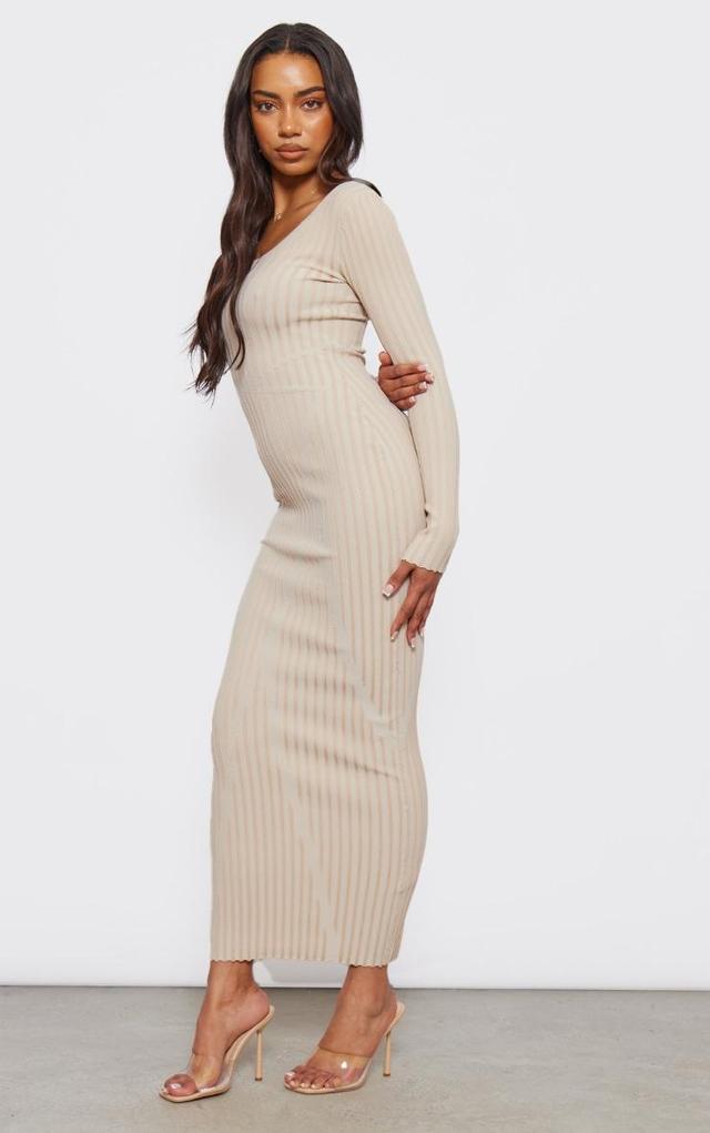 Tall Cream Contrast Knit Scoop Neck Midaxi Dress Product Image