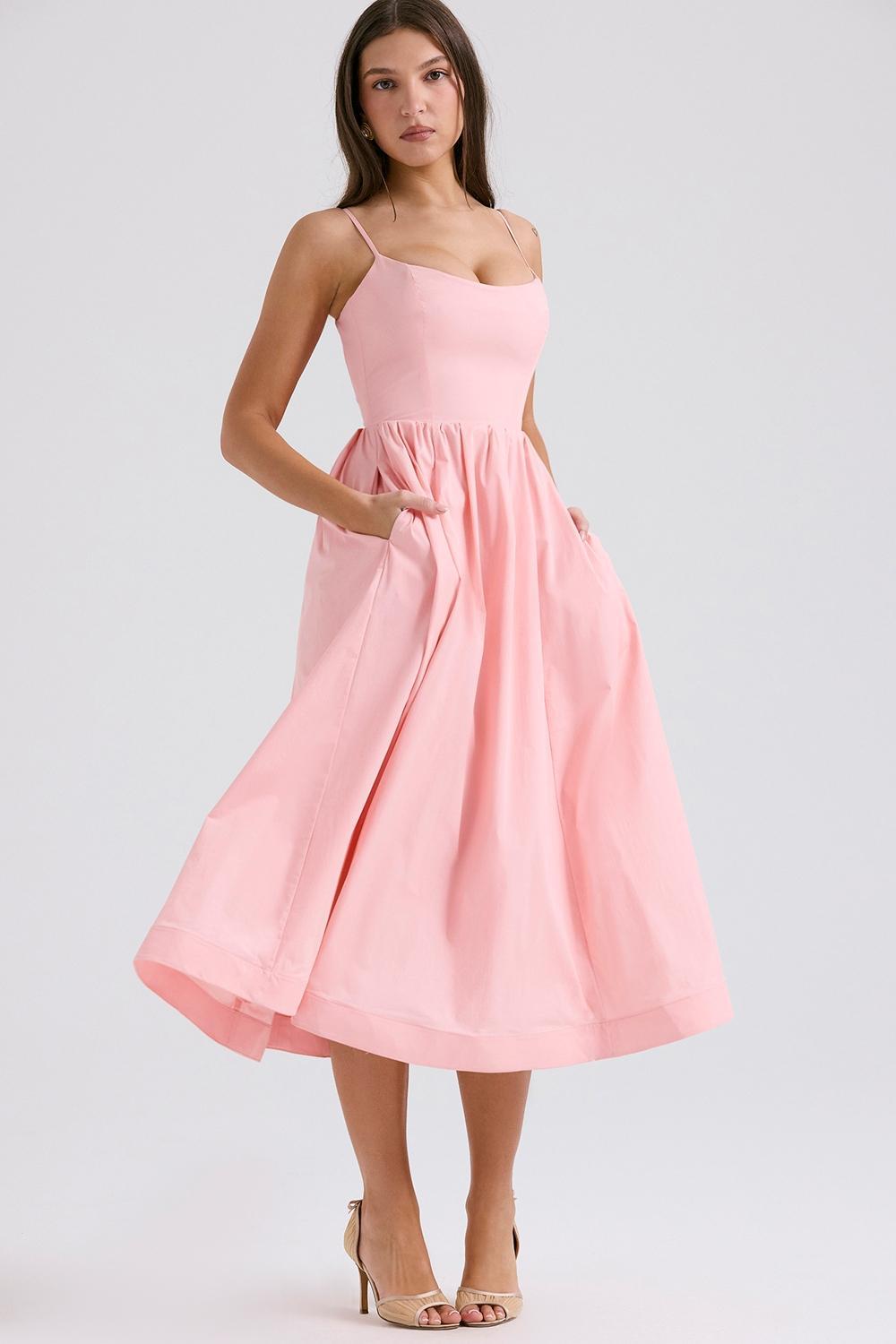 Lolita Rose Pink Cotton Corset Sundress Product Image