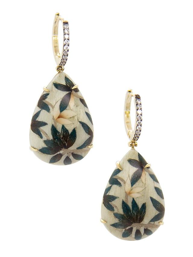 Womens Silvia Furmanovich x Moye 18K Yellow Gold, 0.2 TCW Diamond, & Wood Marquetry Drop Earrings Product Image