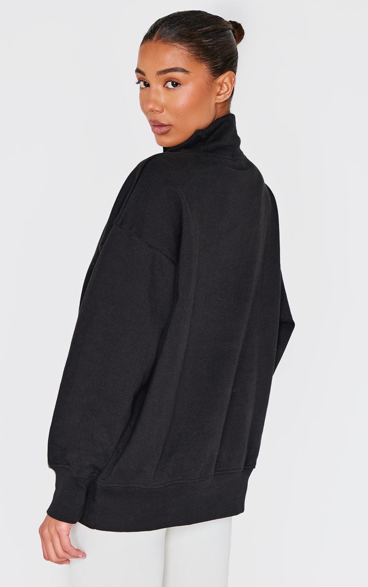 Black Premium Fleeceback Oversized High Neck Sweatshirt Product Image