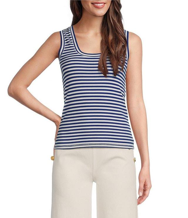 A Loves A Striped Ribbed Knit Scoop Neck Sleeveless Tank Product Image