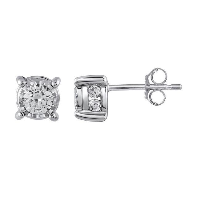 Yours and Mined 10k White Gold 1 Carat T.W. Diamond Miracle Plate Stud Earrings, Womens, 10k Gold Product Image