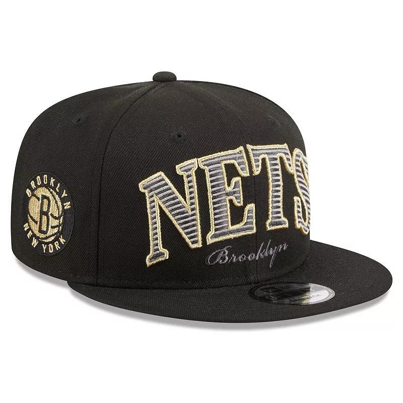 Mens New Era Brooklyn Nets Golden Tall Text 9FIFTY Snapback Hat Product Image