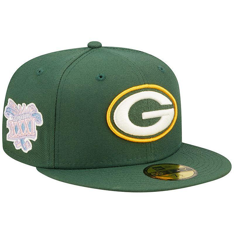 Mens New Era Bay Packers Super Bowl XXXI Purple Pop 59FIFTY Fitted Hat Product Image