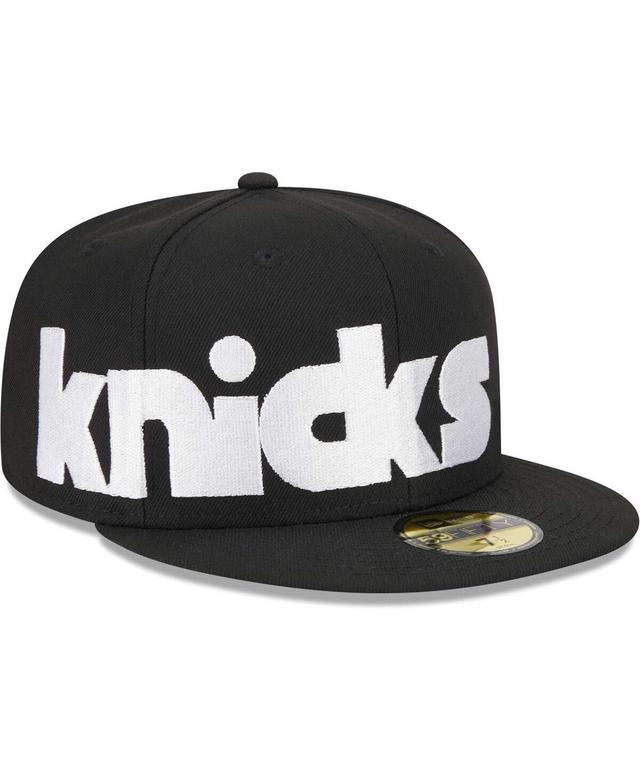 Mens New Era Black New York Knicks Checkerboard Uv 59FIFTY Fitted Hat Product Image