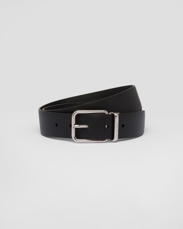 Reversible Saffiano and leather belt Product Image