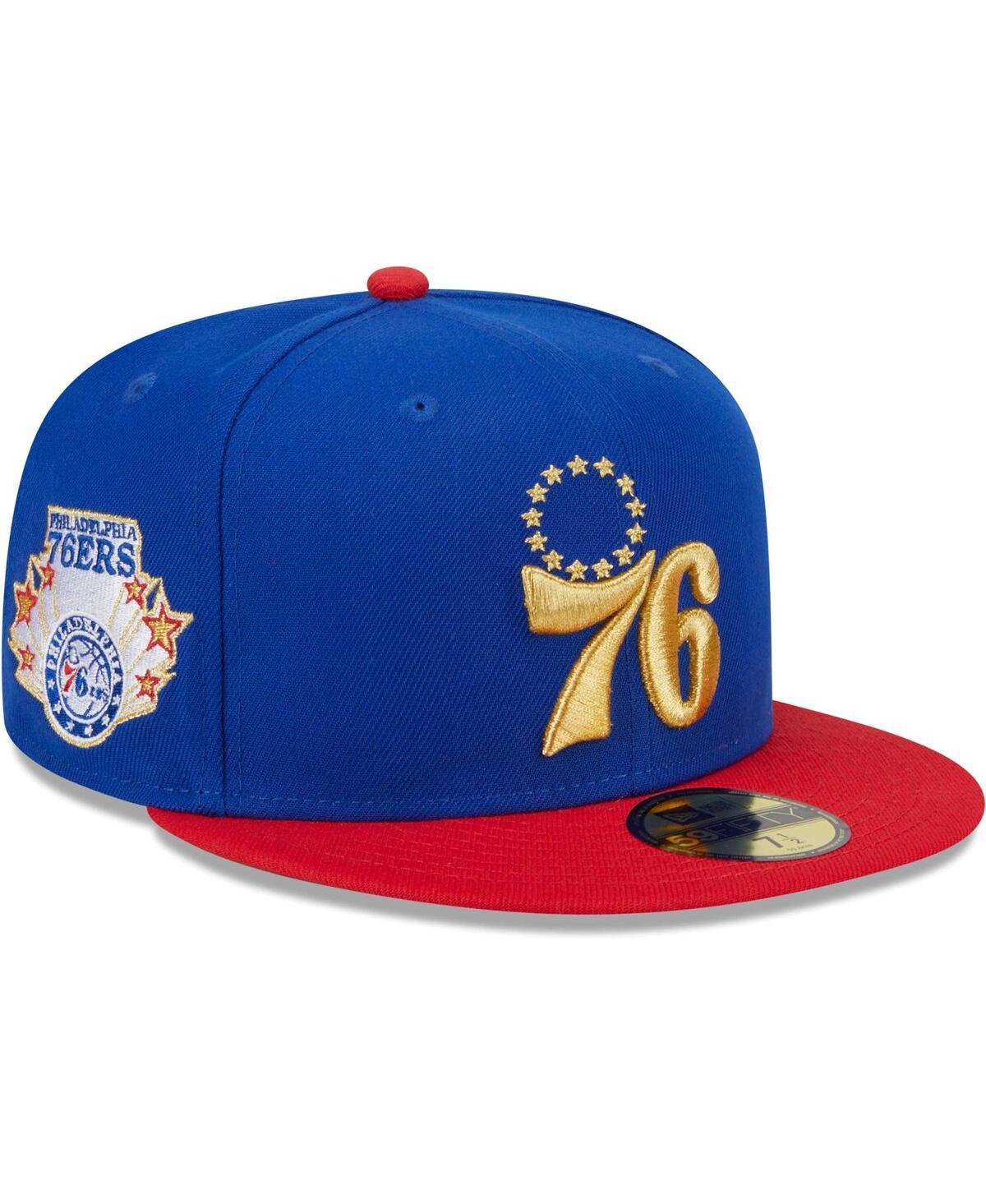 Mens New Era Royal/Red Philadelphia 76ers Gameday Gold Pop Stars 59FIFTY Fitted Hat Product Image