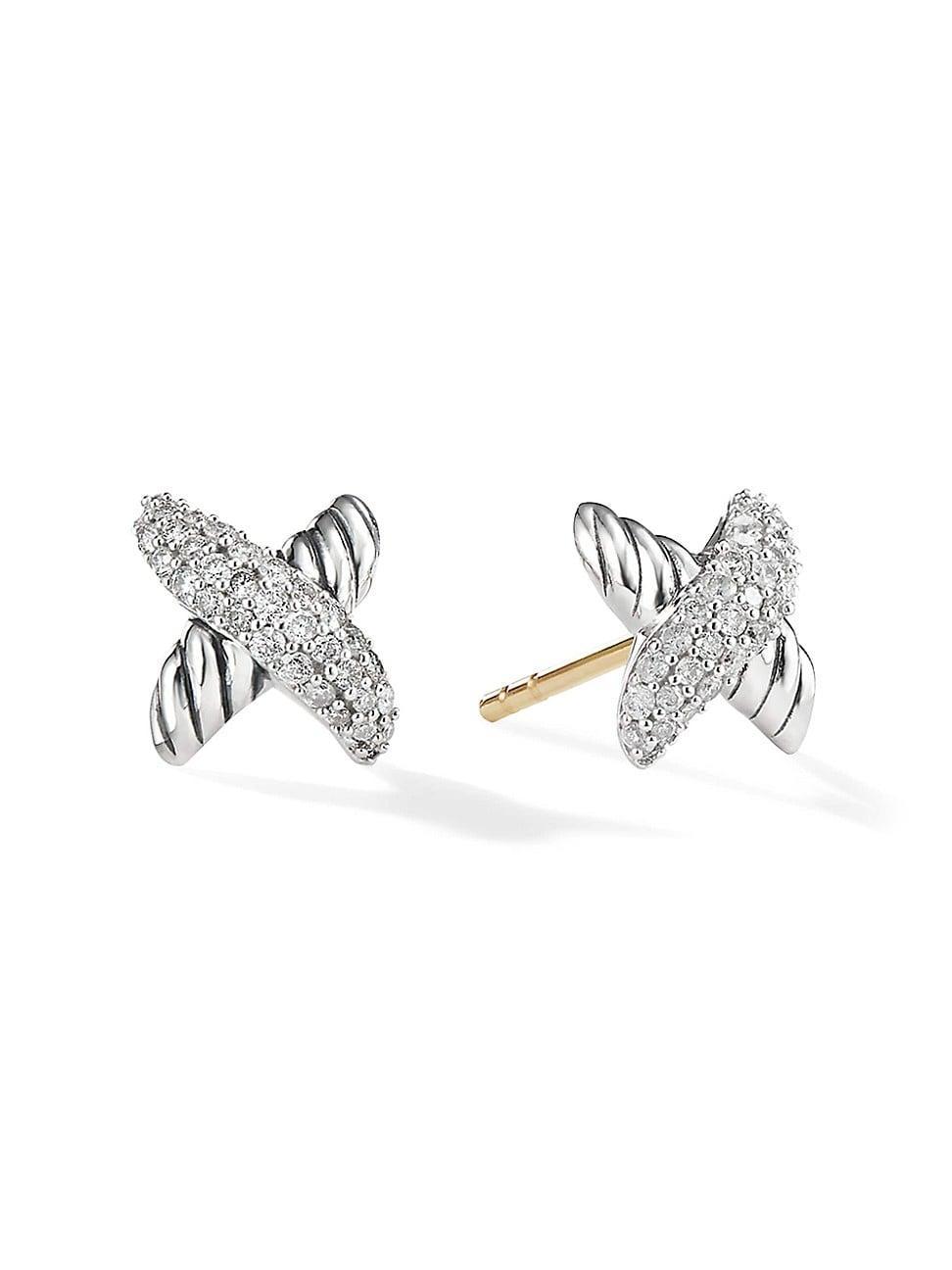 Womens X Earrings with Diamonds Product Image