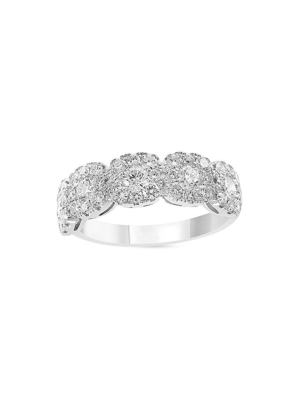 Womens 18K White Gold & 1.41 TCW Diamond Cluster Ring Product Image