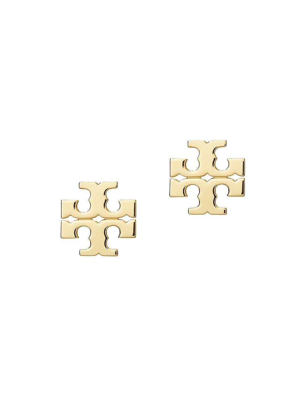 Womens Eleanor 18K-Gold-Plated Logo Stud Earrings Product Image