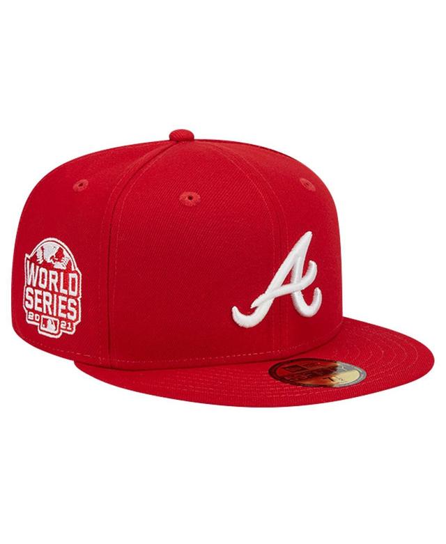 New Era Mens Red Atlanta Braves Logo 59FIFTY Fitted Hat Product Image