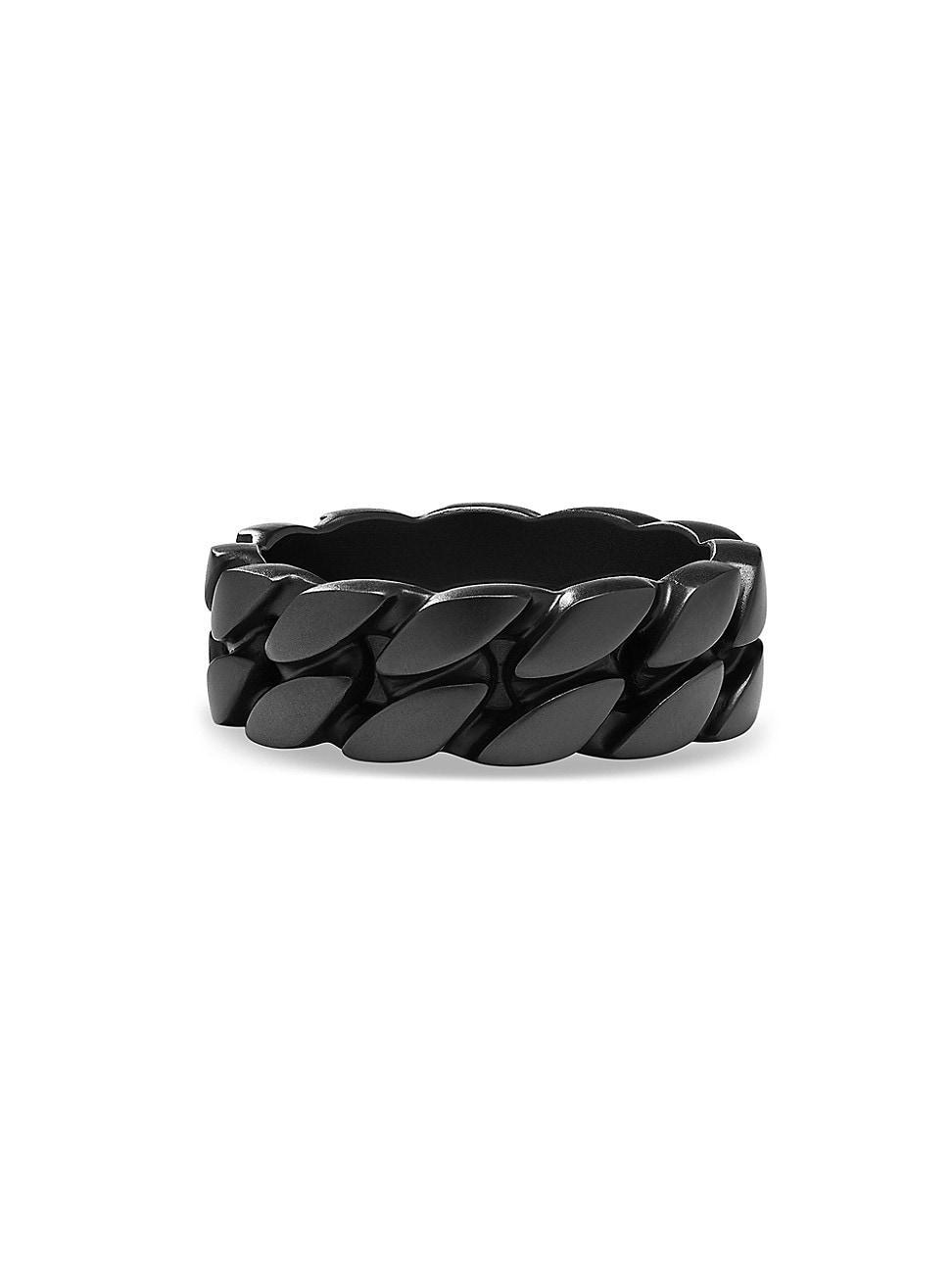 Mens Curb Chain Band Ring in Black Titanium, 8MM Product Image