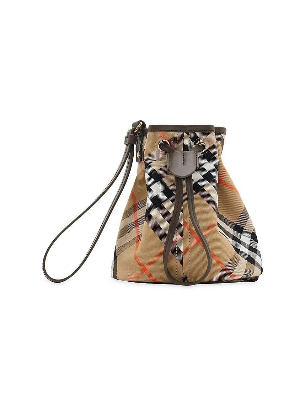 Womens Check Cotton Twill Drawstring Pouch Product Image