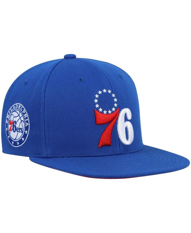 Mens Mitchell & Ness Royal Philadelphia 76ers Core Side Snapback Hat Product Image