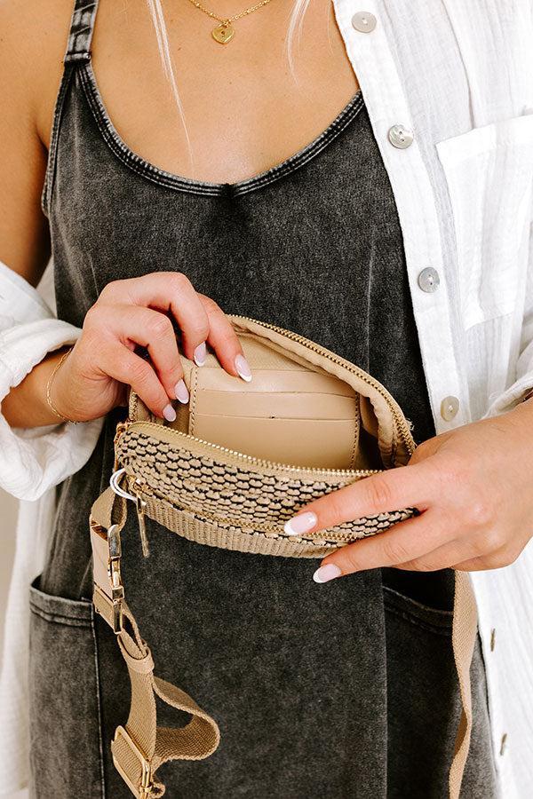 Statement Piece Woven Fanny Pack in Beige Product Image