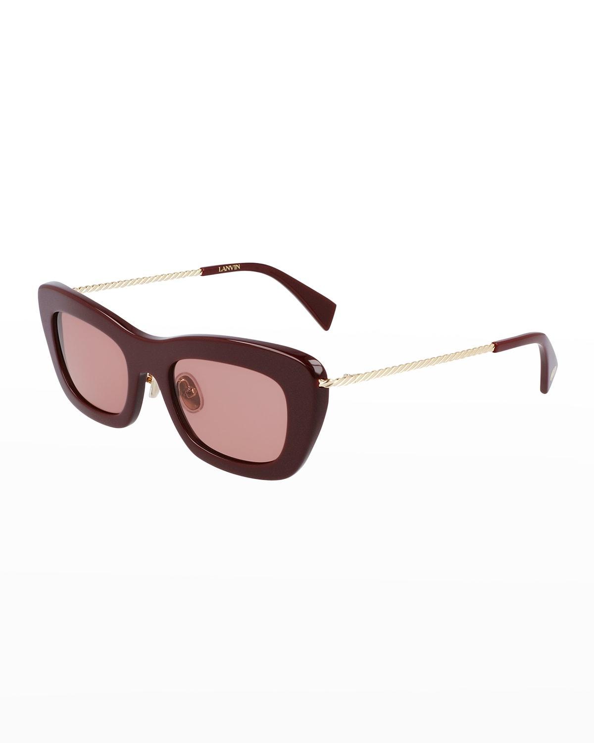 Babe Rectangle Twisted Metal/Acetate Sunglasses Product Image