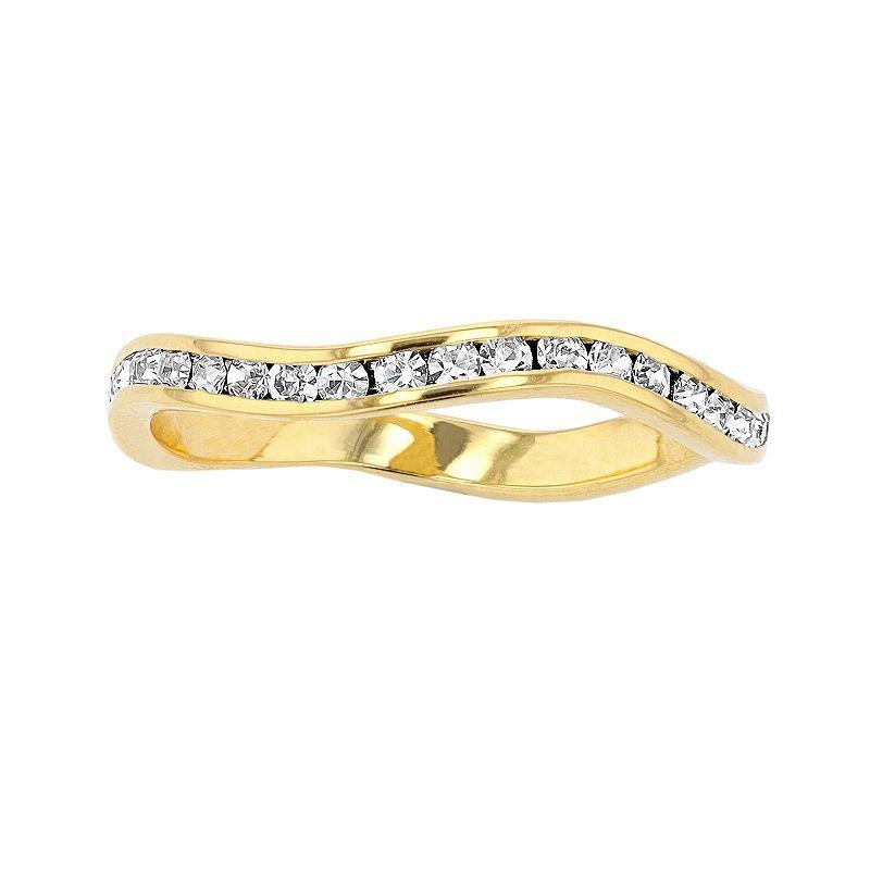 Traditions 18k Gold Over Silver Birthstone Crystal Wave Ring, Womens White Product Image