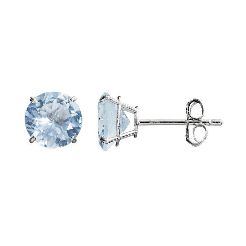 Everlasting Gold Gemstone Aquamarine 10k White Gold Stud Earrings, Womens, 10k Whgold Product Image