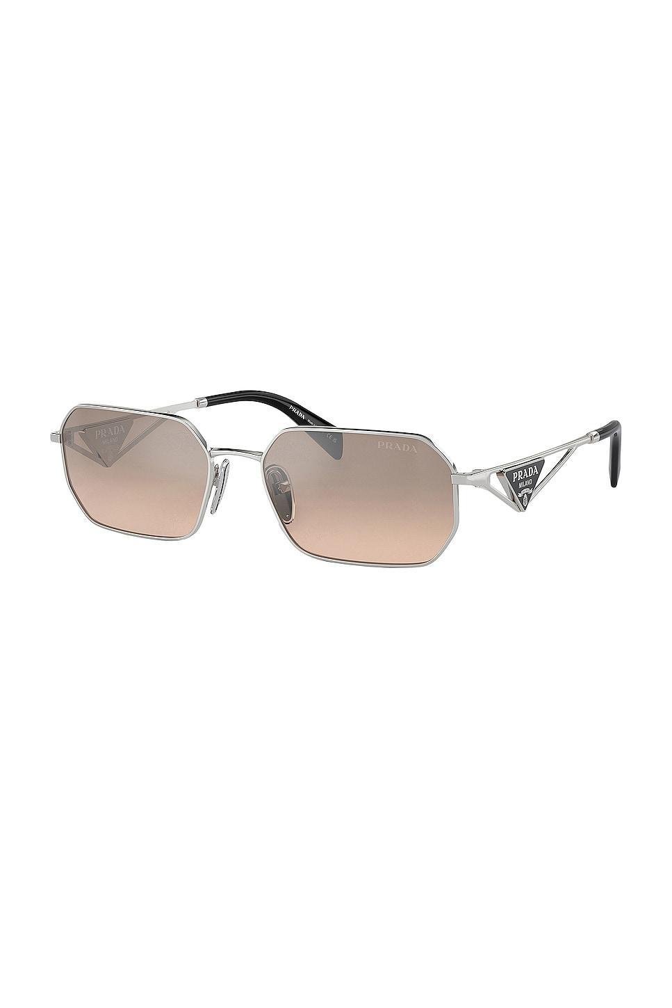 Prada Rectangle Sunglasses in Metallic Silver Product Image