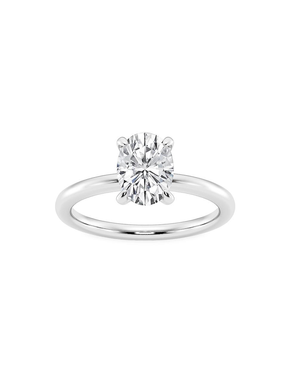 Womens 14K White Gold & Oval Lab-Grown Diamond Solitaire Ring/0.50-5.00 TCW Product Image