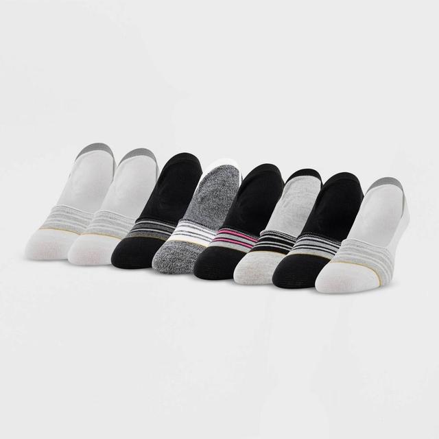 All Pro Womens 6+2 Bonus Pack Striped Sports Liner Athletic Socks - White/Black 4-10 Product Image