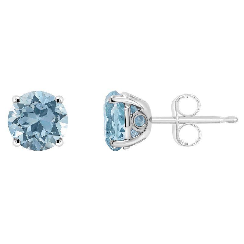 Alyson Layne 14k Gold Round Sky Blue Topaz Stud Earrings, Womens Product Image