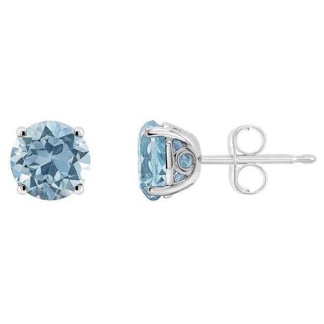 Alyson Layne 14k Gold Round Sky Blue Topaz Stud Earrings, Womens Product Image