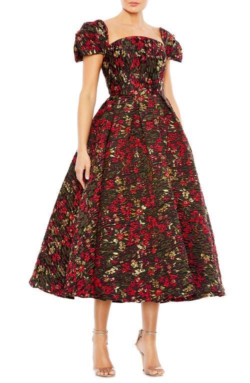 Mac Duggal Womens Floral Brocade Cap Sleeve A Line Dress Product Image