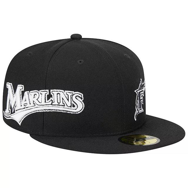 Mens New Era Black Florida Marlins Jersey 59FIFTY Fitted Hat Product Image