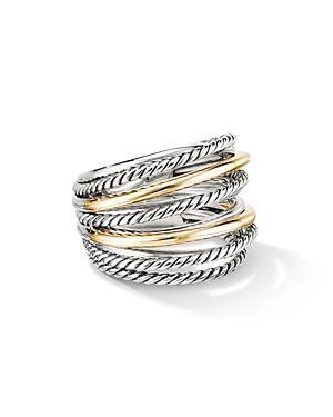 Womens Crossover Wide Ring with 18K Yellow Gold Product Image