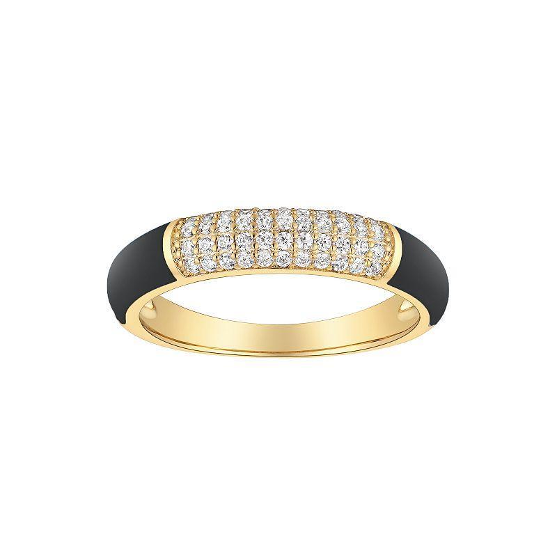 Enamorata Black Enamel & Pave Cubic Zirconia Ring, Womens Blackgold Tone Black Product Image