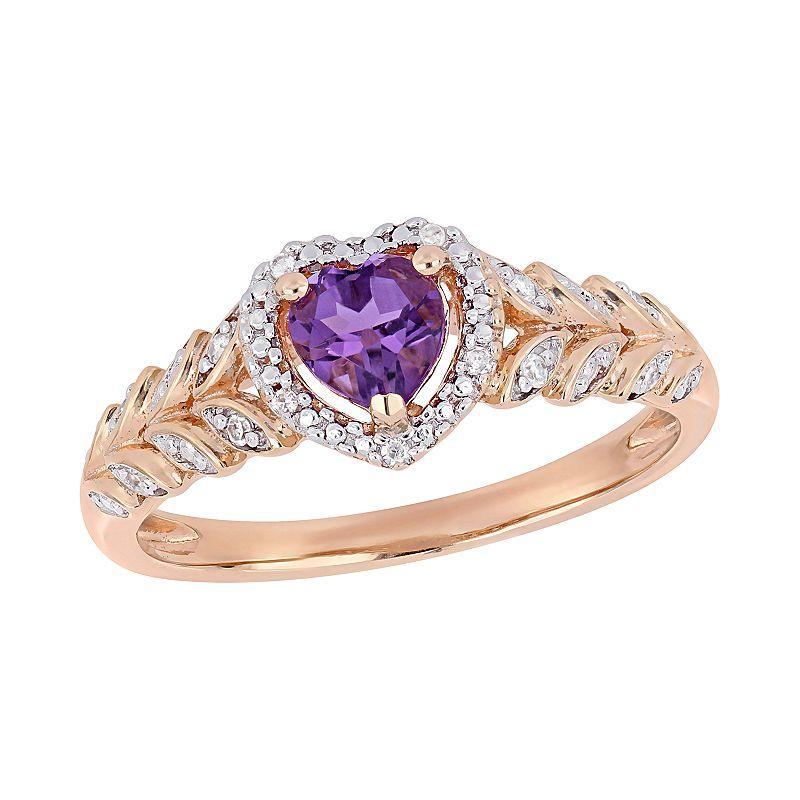 Stella Grace 10K Gold Gemstone & Diamond Accent Heart Ring, Womens Purple Product Image