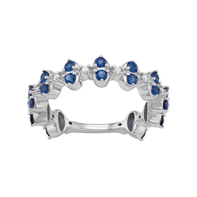 Jewelexcess Sterling Silver Lab-Created Sapphire Ring, Womens Product Image