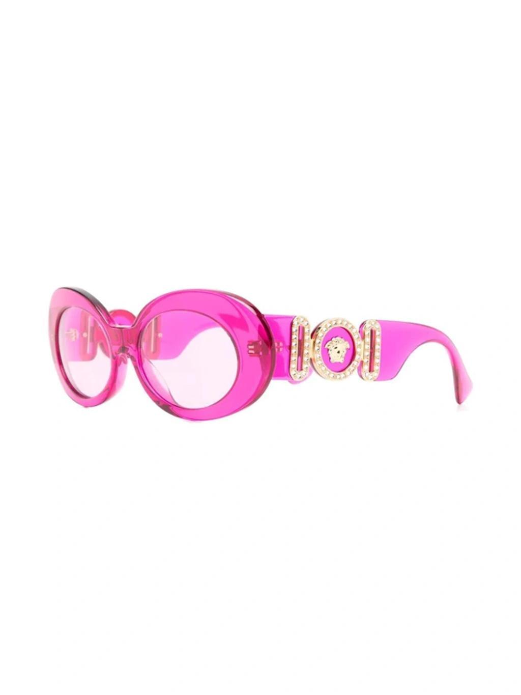 VERSACE Medusa Oval-frame Sunglasses In Fuchsia Product Image