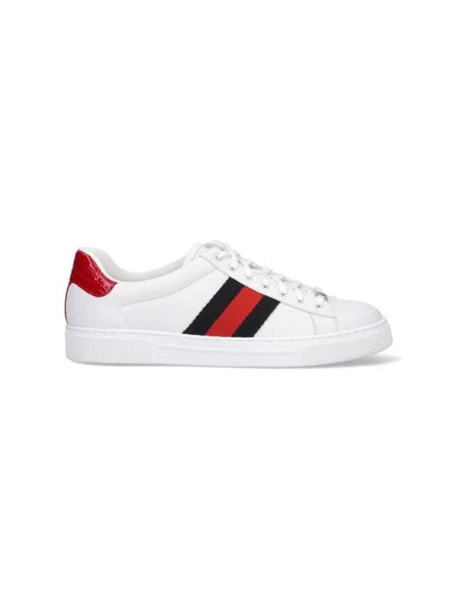 GUCCI Ace Web-trim Leather Sneakers In White,red Product Image