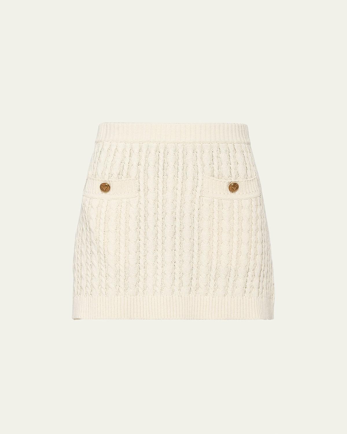 Womens Cable-Knit Cotton Miniskirt - Beige - Size 10 - Beige - Size 10 Product Image