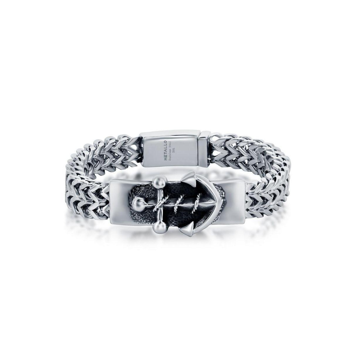 Mens Stainless Steel Anchor Id Franco Chain Bracelet Product Image