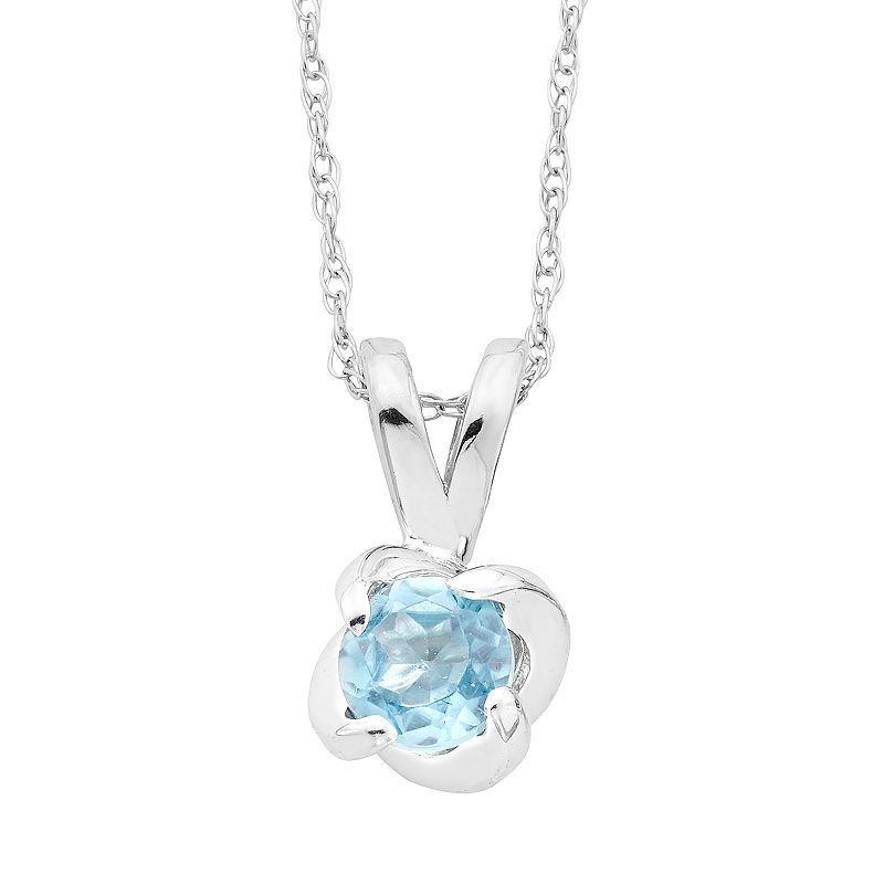 Boston Bay Diamonds Sterling Silver Birthstone Swirl Pendant Necklace, Womens Created Blue Product Image