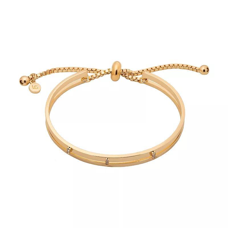 LC Lauren Conrad Gold Tone Studded Bangle Pull-Tie Bracelet, Womens, Clear Product Image