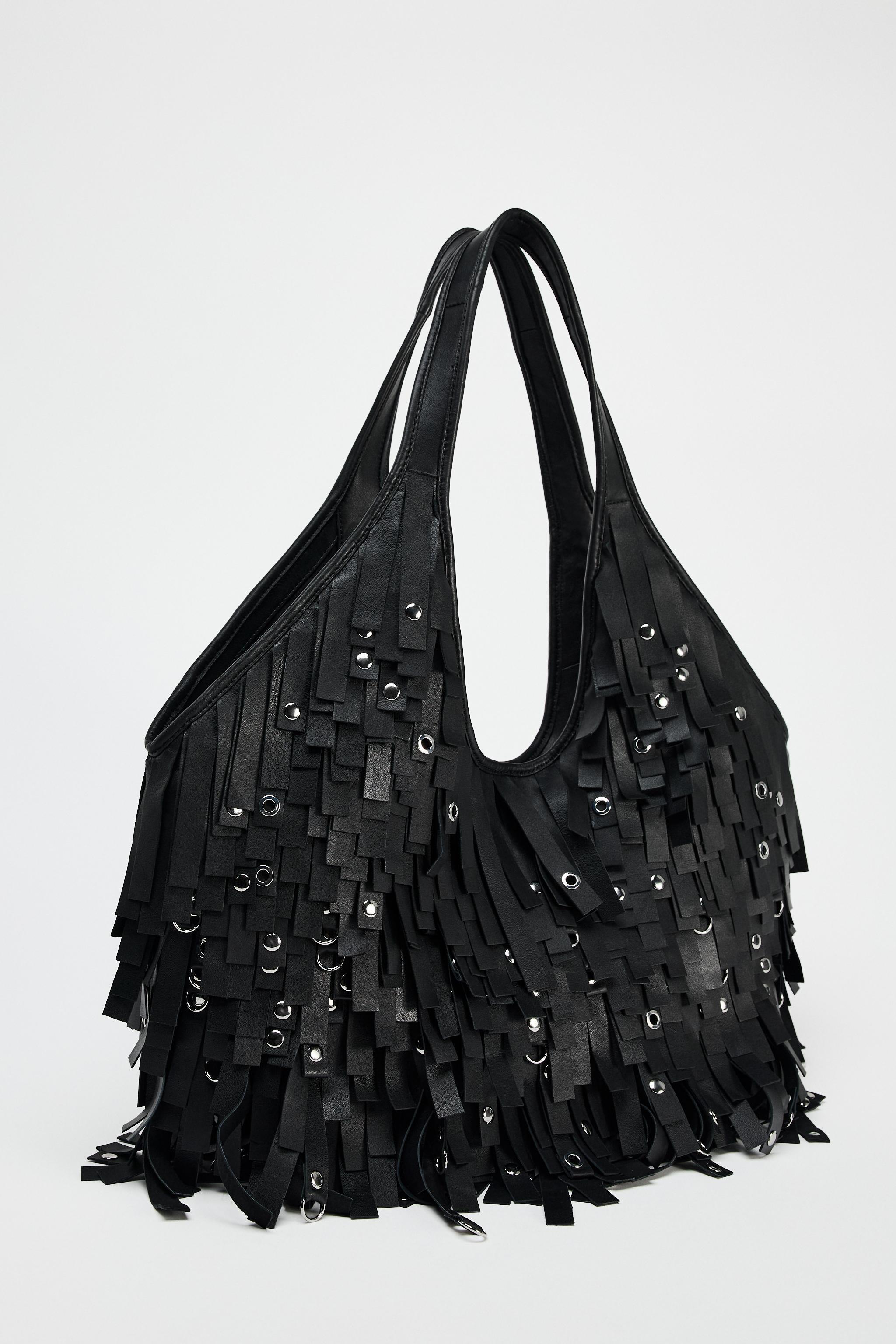 FRINGED LEATHER MAXI TOTE BAG Product Image