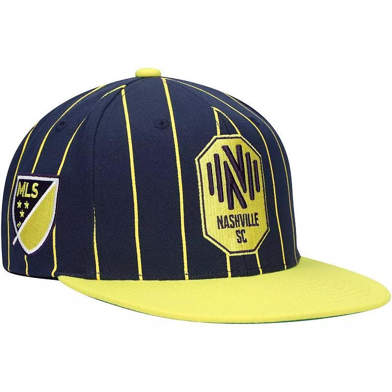 Mens Mitchell & Ness Navy Nashville SC Team Pin Snapback Hat, Mls Blue Product Image