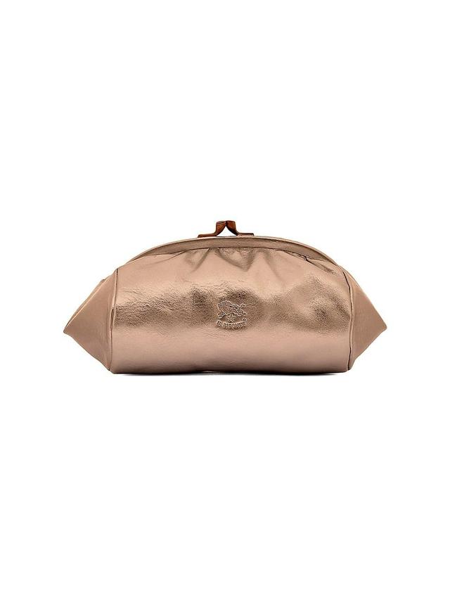 Womens Classic Logo-Embossed Metallic Leather Clutch Product Image