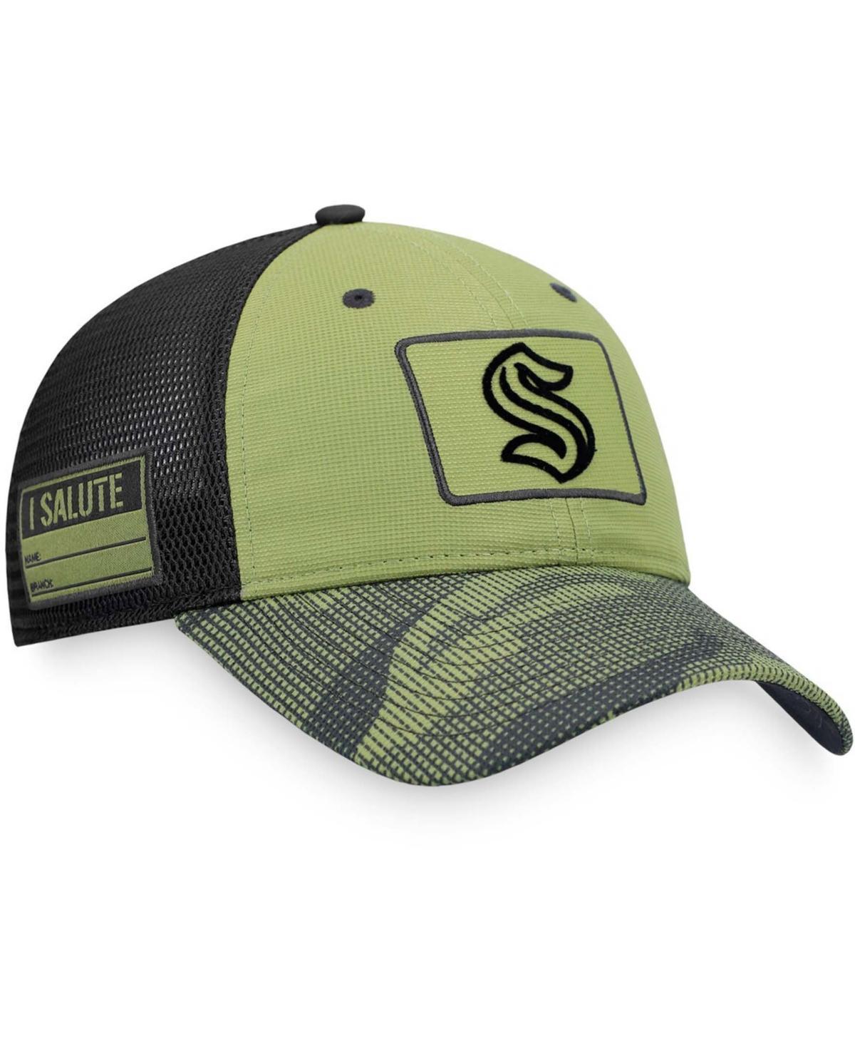 Mens Fanatics Branded Camo/Black Seattle Kraken Military Appreciation Snapback Hat Product Image